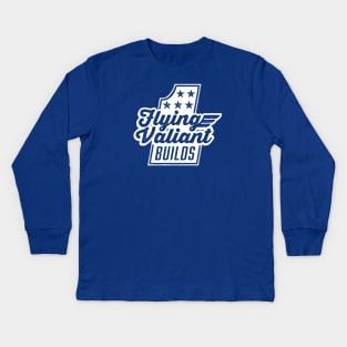 Flying Valiant Builds - (Stunt Style - White on Blue) Kids Long Sleeve T-Shirt